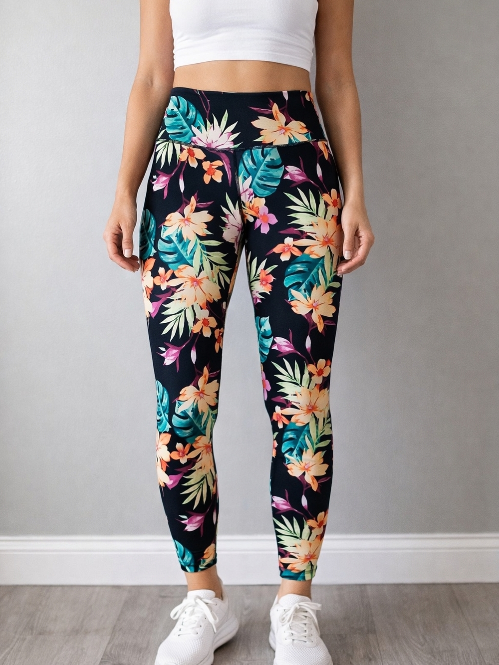 Old Navy Active  Black Tropical Floral High-Rise Leggings Women's S/P
